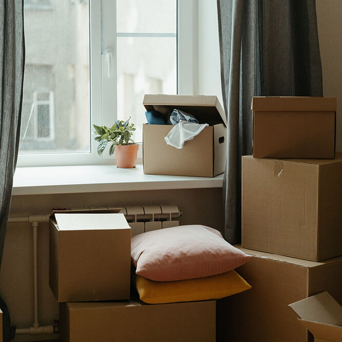 Boxes in an NYC apartment window