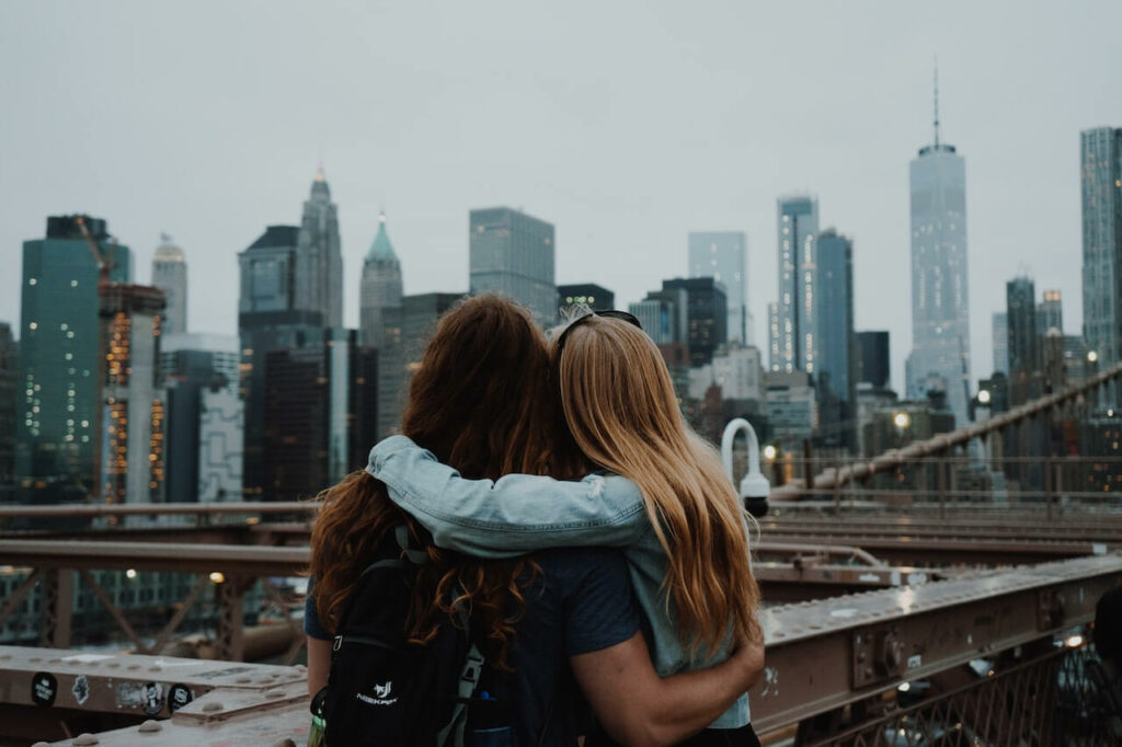 Couple in their 20s looking out at New York City