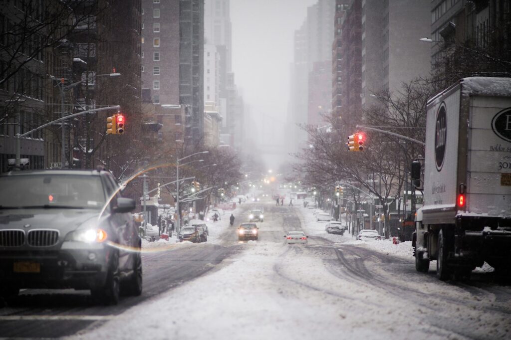 Snowy day New York City